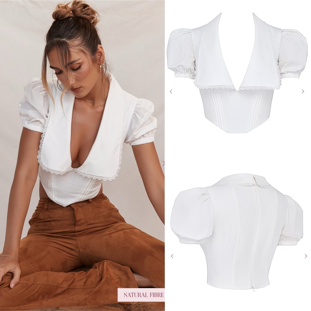 House of CB Augusta White Pin Tuck Top